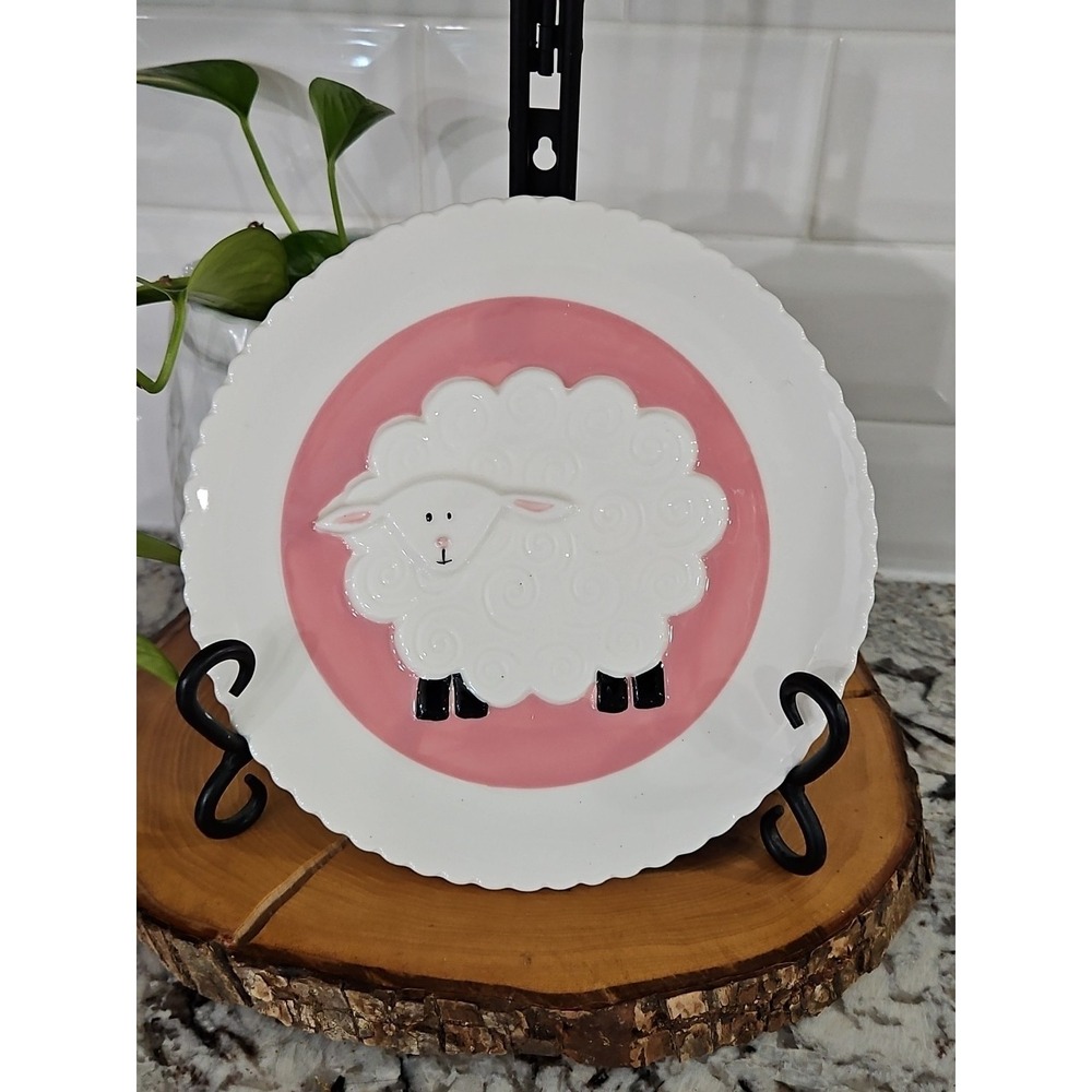 Mud Pie Pink Lamb Plate SO CUTE!! #33513